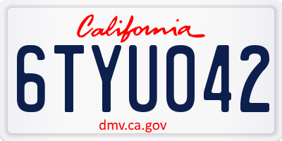 CA license plate 6TYU042