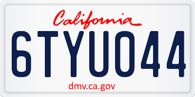CA license plate 6TYU044
