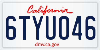 CA license plate 6TYU046