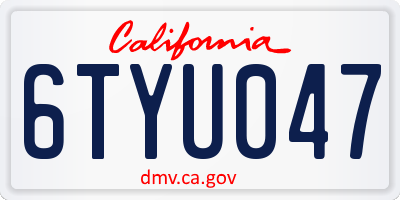 CA license plate 6TYU047