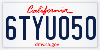 CA license plate 6TYU050