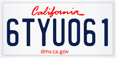 CA license plate 6TYU061