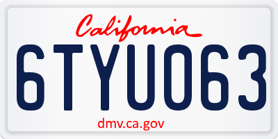 CA license plate 6TYU063