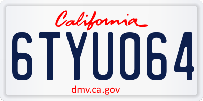 CA license plate 6TYU064