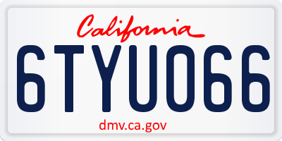 CA license plate 6TYU066