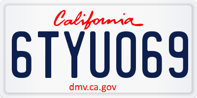 CA license plate 6TYU069