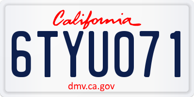 CA license plate 6TYU071