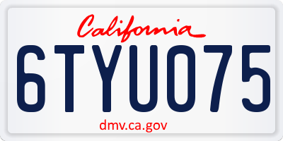 CA license plate 6TYU075