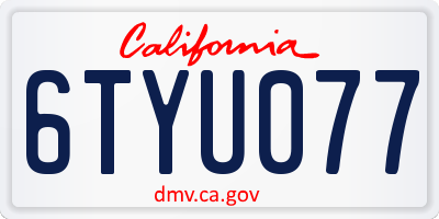 CA license plate 6TYU077