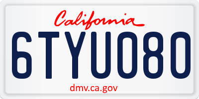 CA license plate 6TYU080