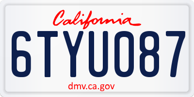 CA license plate 6TYU087