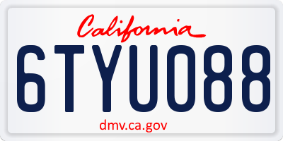 CA license plate 6TYU088