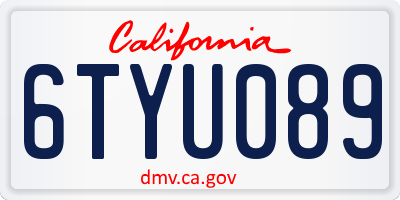 CA license plate 6TYU089