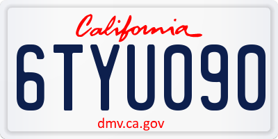 CA license plate 6TYU090