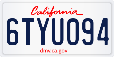 CA license plate 6TYU094