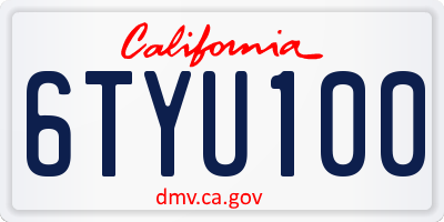 CA license plate 6TYU100