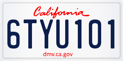 CA license plate 6TYU101