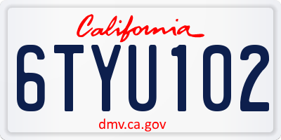 CA license plate 6TYU102