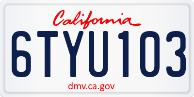 CA license plate 6TYU103