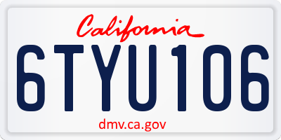 CA license plate 6TYU106