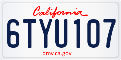 CA license plate 6TYU107
