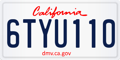 CA license plate 6TYU110