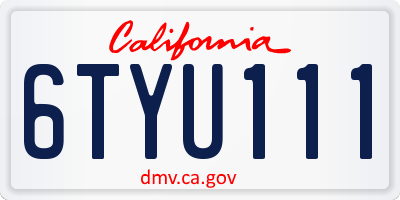 CA license plate 6TYU111