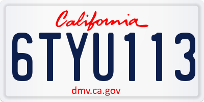 CA license plate 6TYU113