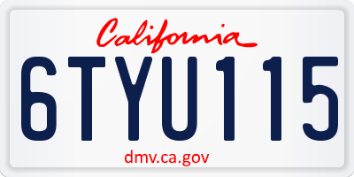 CA license plate 6TYU115