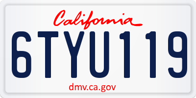 CA license plate 6TYU119