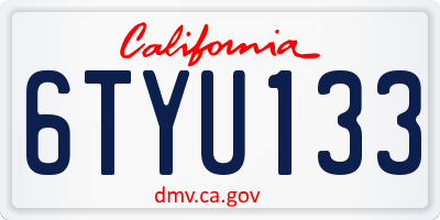 CA license plate 6TYU133