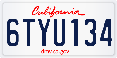 CA license plate 6TYU134