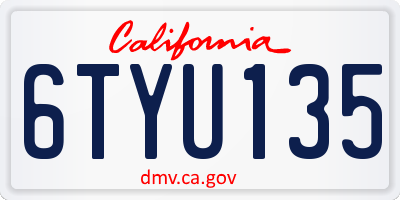 CA license plate 6TYU135