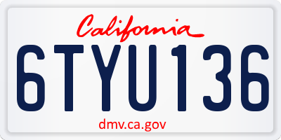 CA license plate 6TYU136