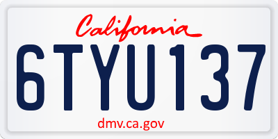 CA license plate 6TYU137