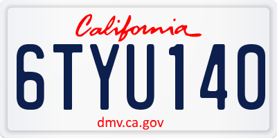 CA license plate 6TYU140