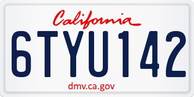 CA license plate 6TYU142