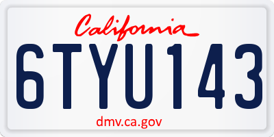 CA license plate 6TYU143