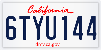 CA license plate 6TYU144
