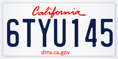 CA license plate 6TYU145