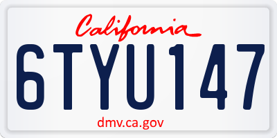 CA license plate 6TYU147