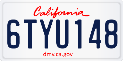 CA license plate 6TYU148