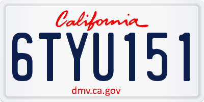 CA license plate 6TYU151