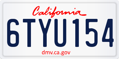 CA license plate 6TYU154