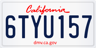 CA license plate 6TYU157