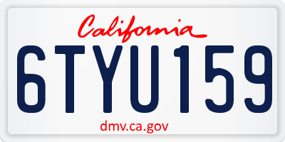 CA license plate 6TYU159