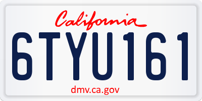 CA license plate 6TYU161