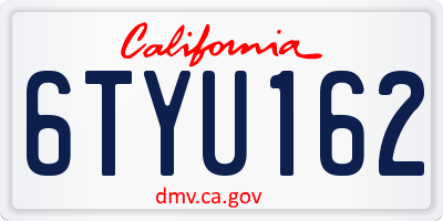 CA license plate 6TYU162