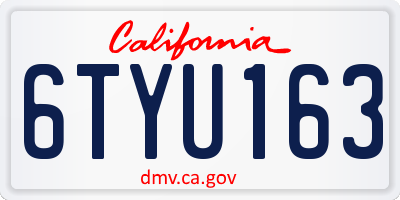 CA license plate 6TYU163
