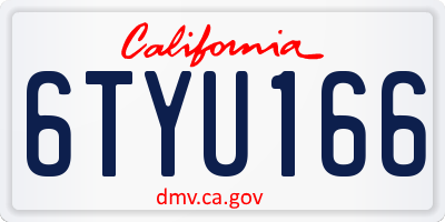 CA license plate 6TYU166